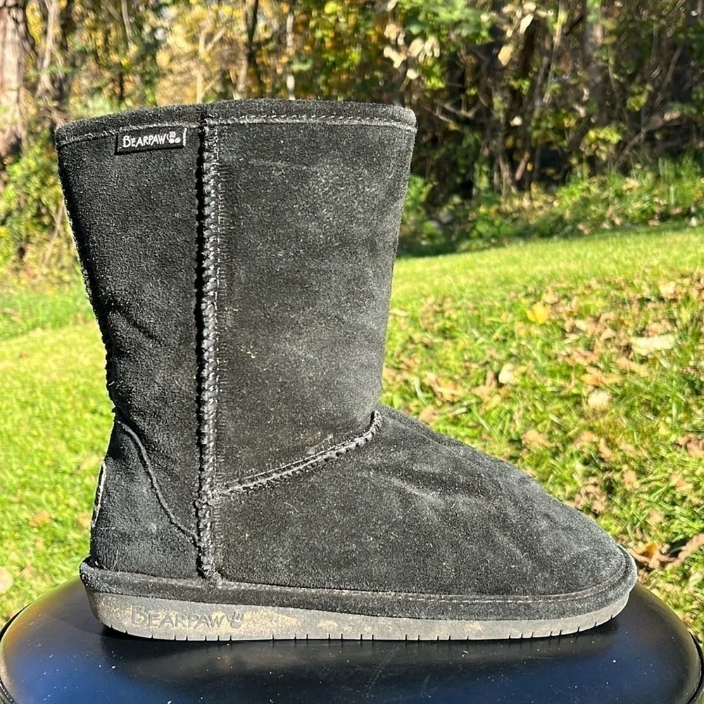 Bearpaw Emma Short Boots sheepskin/wool blend lining, black, size 7